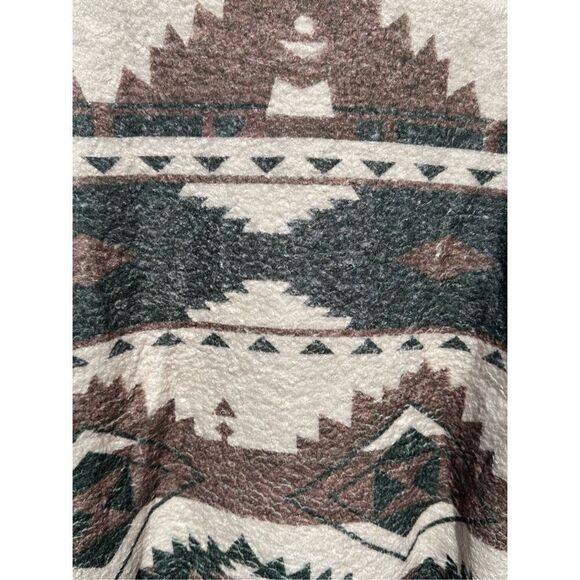 Southwestern Aztec Sherpa Hoodie Womens Small Cozy Fleece Pullover Western - Picture 6 of 10